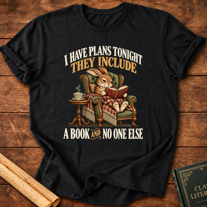 I Have Plans Tonight – Rabbit Reading Book Lover T-Shirt - Black
