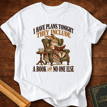 I Have Plans Tonight – Rabbit Reading Book Lover T-Shirt - White