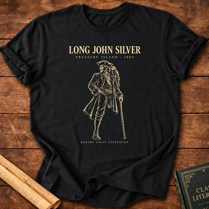 Long John Silver – Treasure Island Robert Louis Stevenson T-Shirt - Black