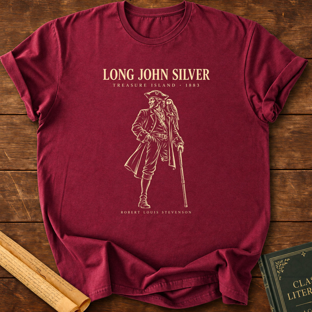 Long John Silver – Treasure Island Robert Louis Stevenson T-Shirt - Maroon