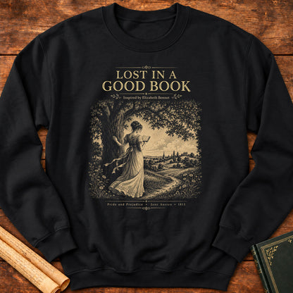 Lost In A Good Book – Elizabeth Bennet Literary Sweatshirt - Black