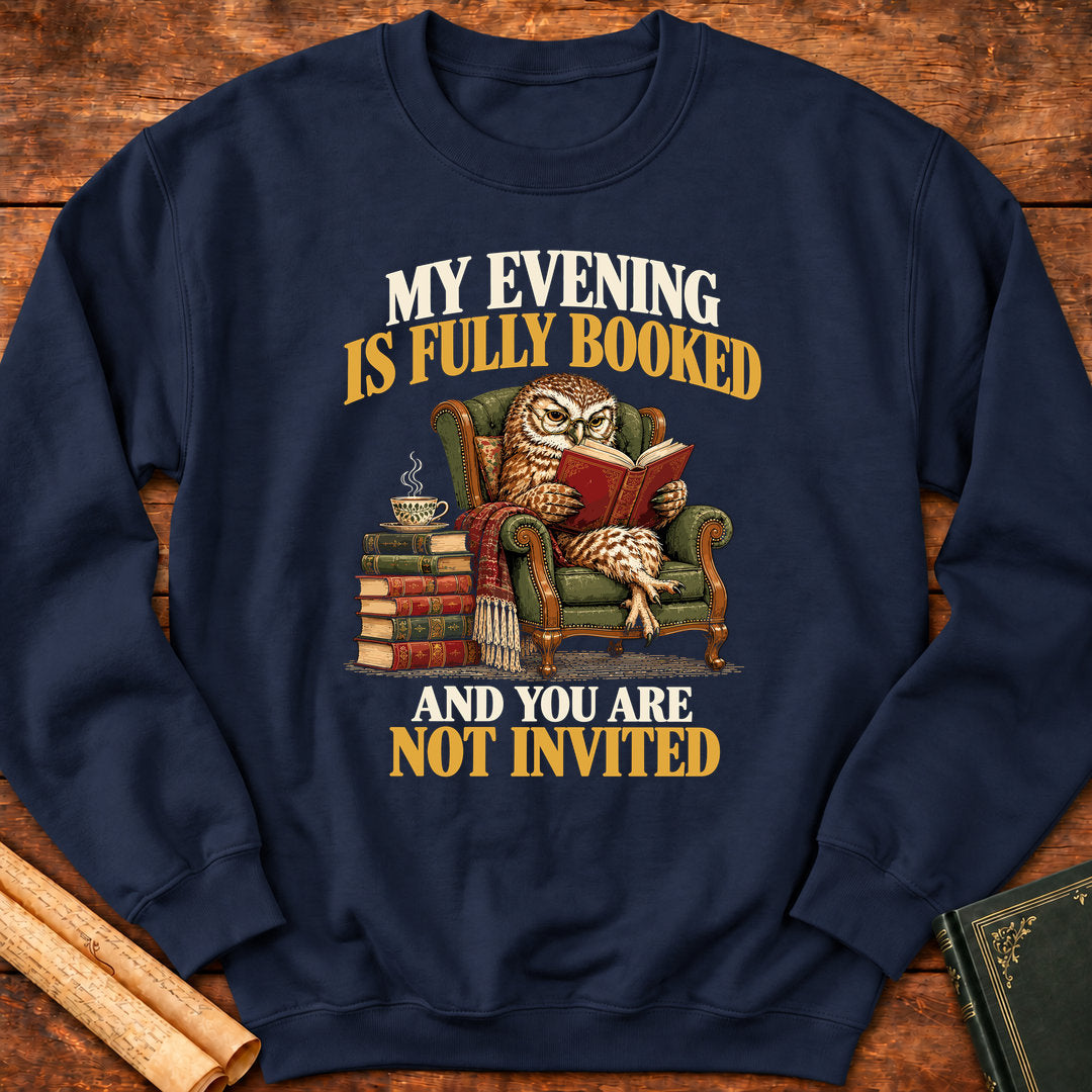 My Evening Is Fully Booked – Owl Book Lover Sweatshirt - Navy