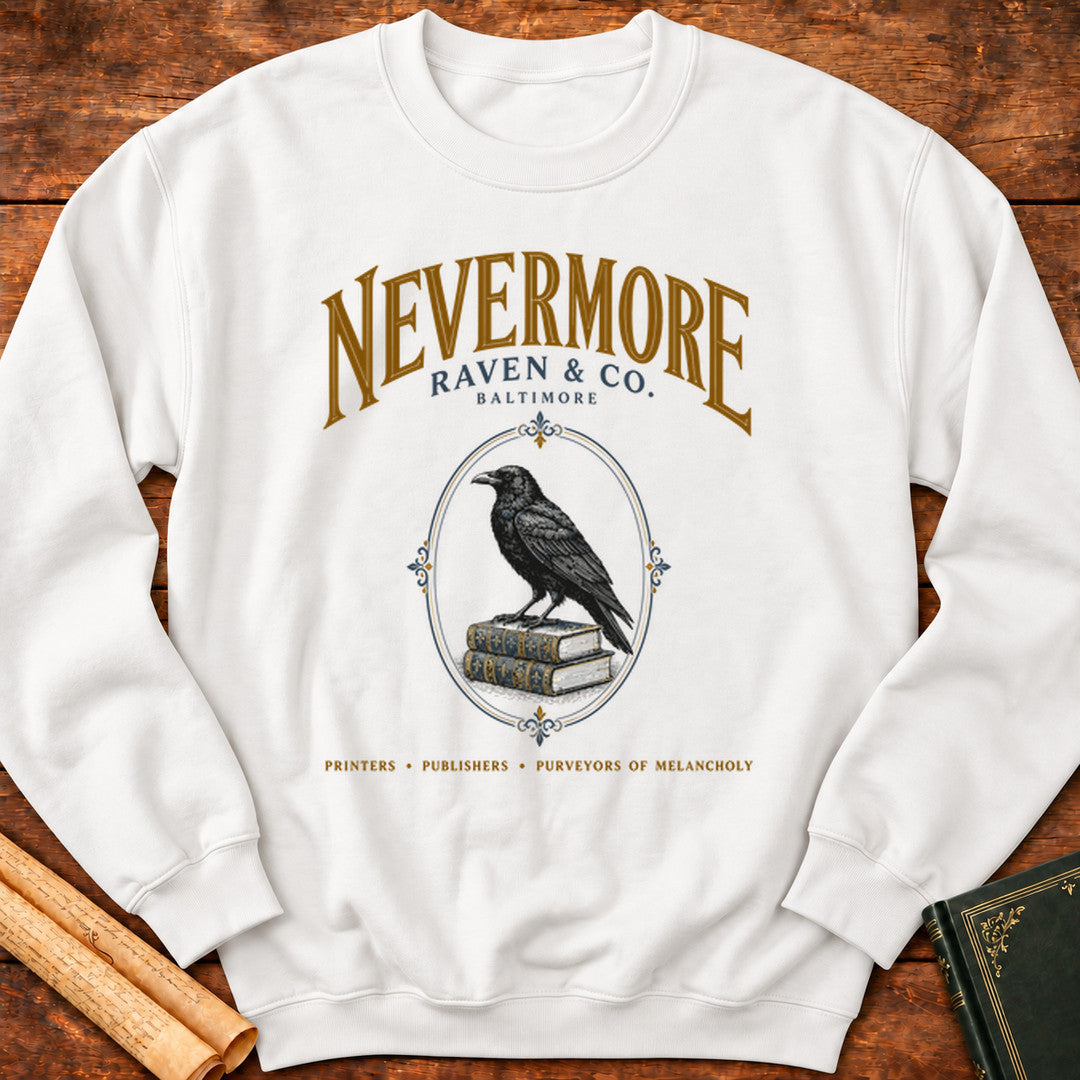 Nevermore – Raven & Co. Baltimore Edgar Allan Poe Sweatshirt - White
