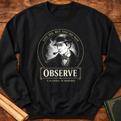 Observe — Sherlock Holmes Literary Badge Sweatshirt - Black