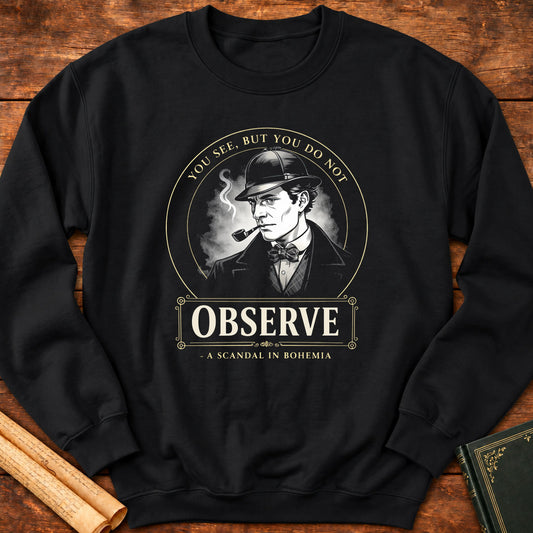 Observe — Sherlock Holmes Literary Badge Sweatshirt - Black