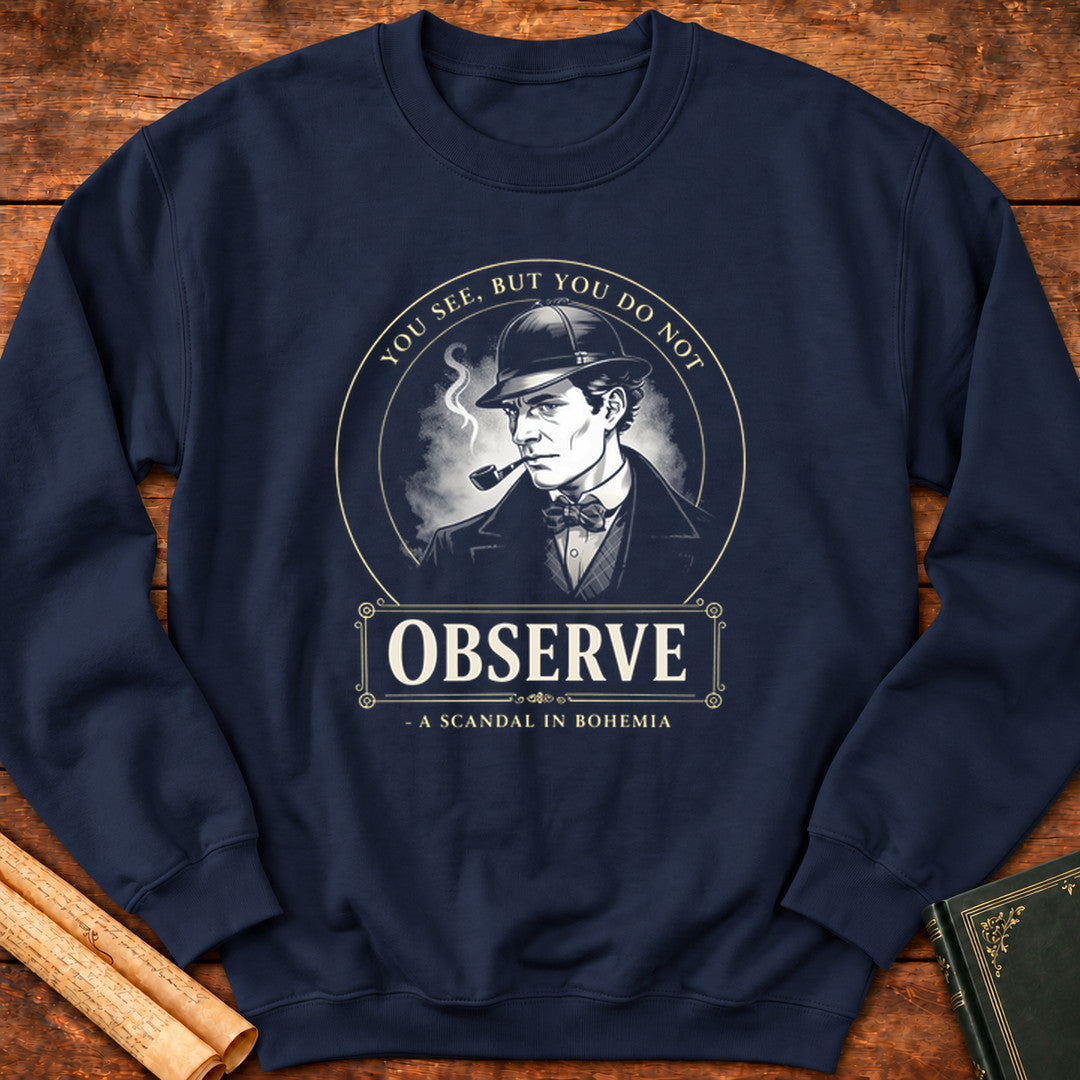 Observe — Sherlock Holmes Literary Badge Sweatshirt - Navy