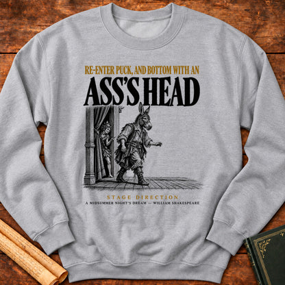 Puck & Bottom — Ass’s Head Shakespeare Stage Direction Sweatshirt - Sport Grey