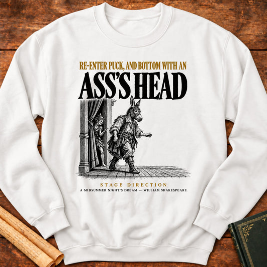 Puck & Bottom — Ass’s Head Shakespeare Stage Direction Sweatshirt - White
