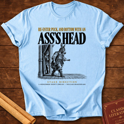 Puck & Bottom — Ass’s Head Shakespeare Stage Direction T-Shirt - Light Blue
