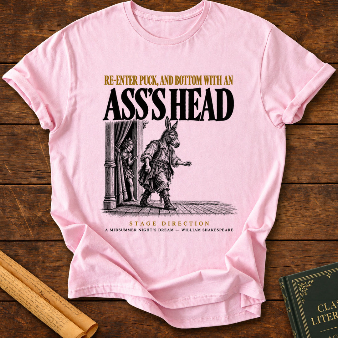 Puck & Bottom — Ass’s Head Shakespeare Stage Direction T-Shirt - Light Pink