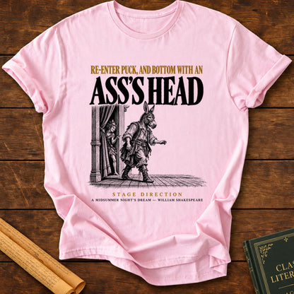 Puck & Bottom — Ass’s Head Shakespeare Stage Direction T-Shirt - Light Pink
