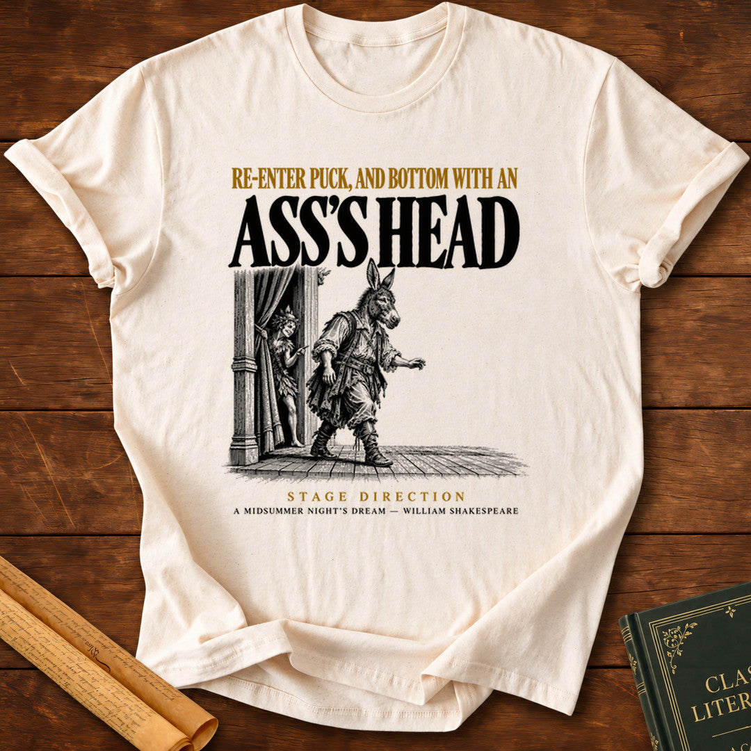 Puck & Bottom — Ass’s Head Shakespeare Stage Direction T-Shirt - Natural