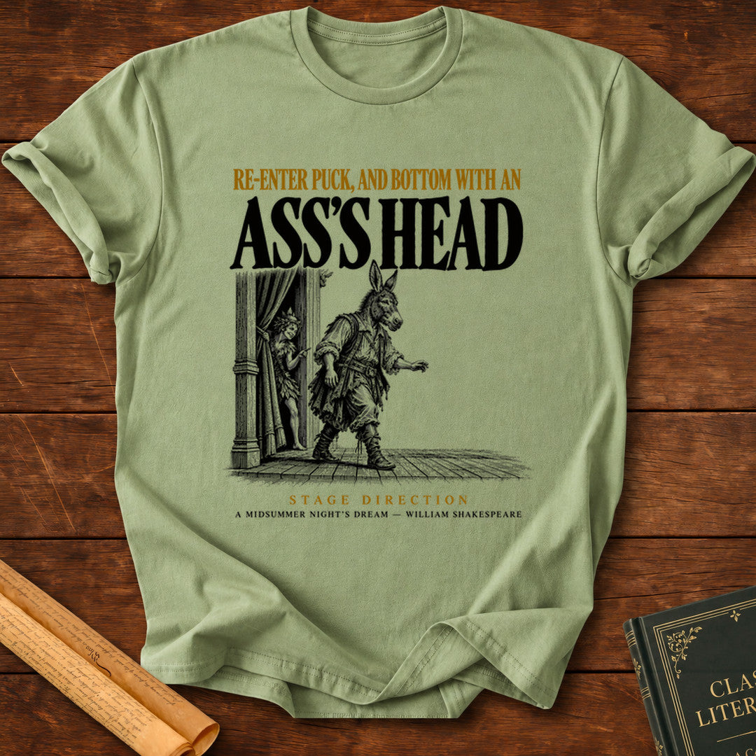 Puck & Bottom — Ass’s Head Shakespeare Stage Direction T-Shirt - Sage