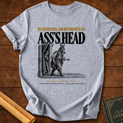 Puck & Bottom — Ass’s Head Shakespeare Stage Direction T-Shirt - Sport Grey