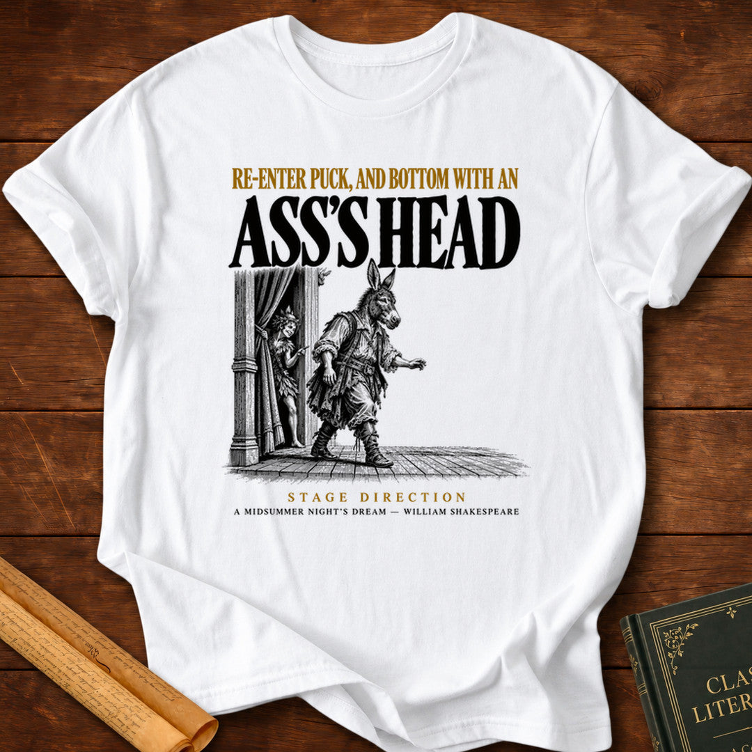 Puck & Bottom — Ass’s Head Shakespeare Stage Direction T-Shirt - White