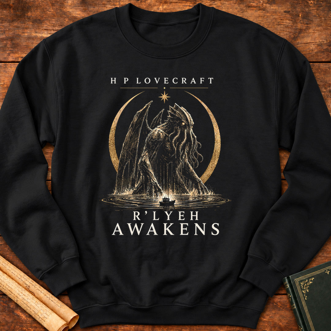 R'lyeh Awakens – H.P. Lovecraft Literary Horror Sweatshirt - Black