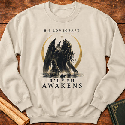 R'lyeh Awakens – H.P. Lovecraft Literary Horror Sweatshirt - Sand