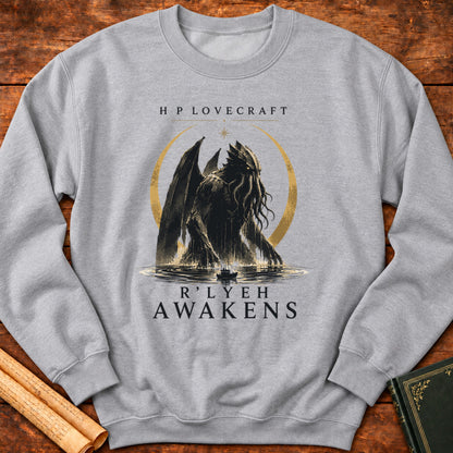 R'lyeh Awakens – H.P. Lovecraft Literary Horror Sweatshirt - Sport Grey