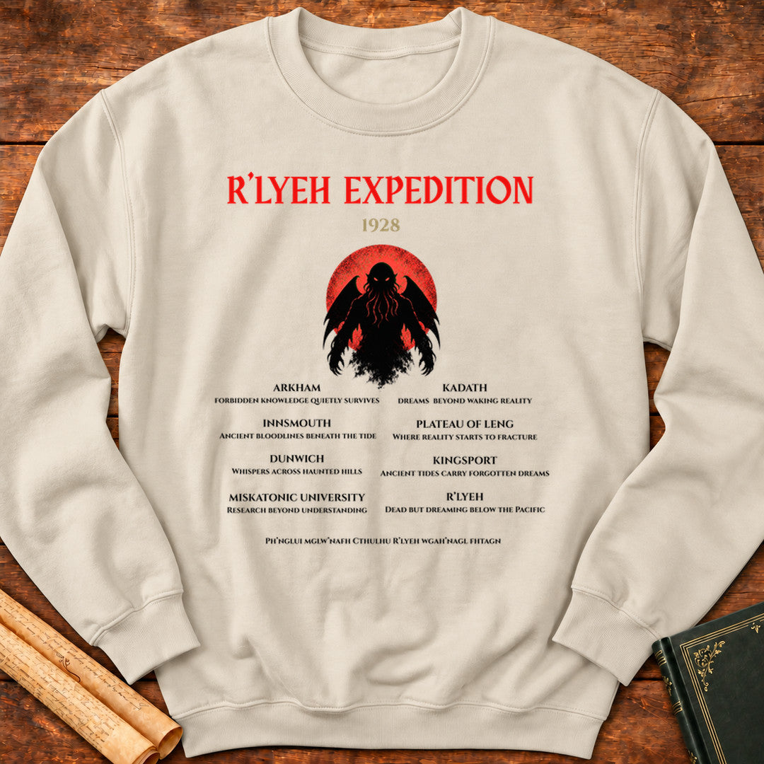 R’lyeh Expedition 1928 – Lovecraft Horror Sweatshirt - Sand