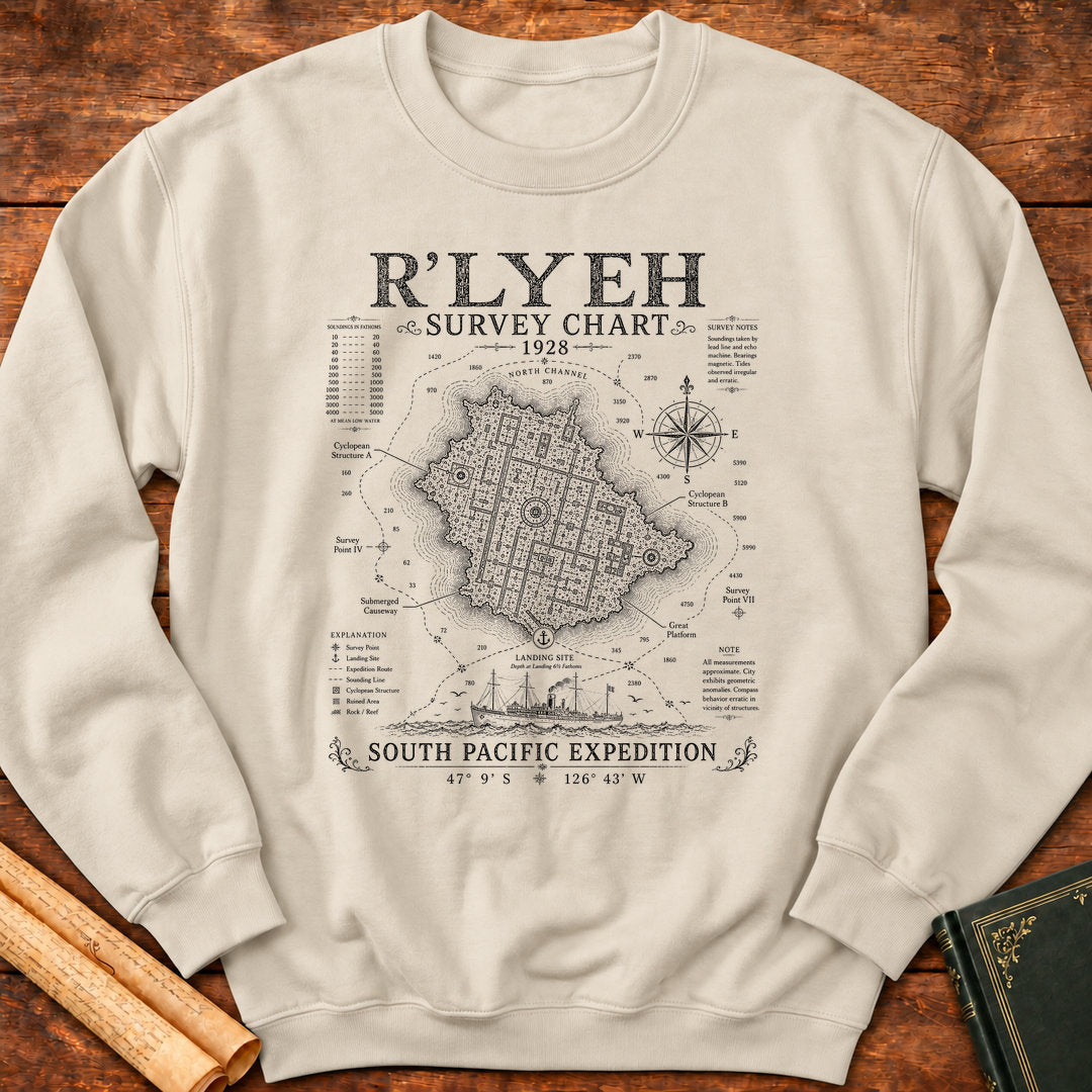 R'lyeh Survey Chart 1928 – Nautical Expedition Sweatshirt - Sand