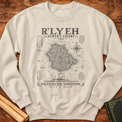 R'lyeh Survey Chart 1928 – Nautical Expedition Sweatshirt - Sand