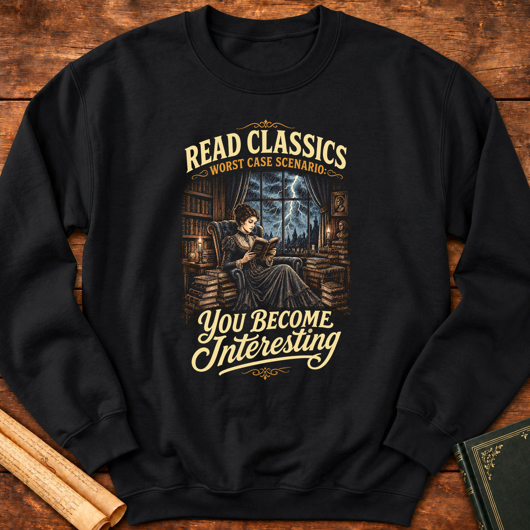 Read Classics, Worst Case Scenario – Book Lover Literary Sweatshirt - Black