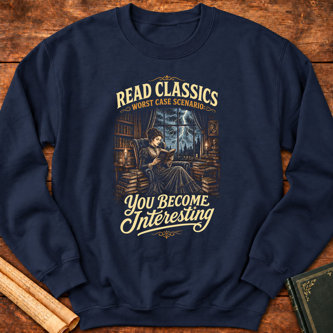 Read Classics, Worst Case Scenario – Book Lover Literary Sweatshirt - Navy