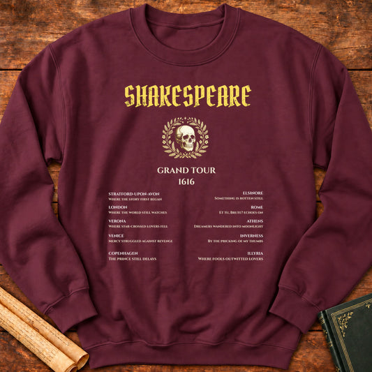 Shakespeare Grand Tour 1616 – Literary Gothic Sweatshirt - Maroon