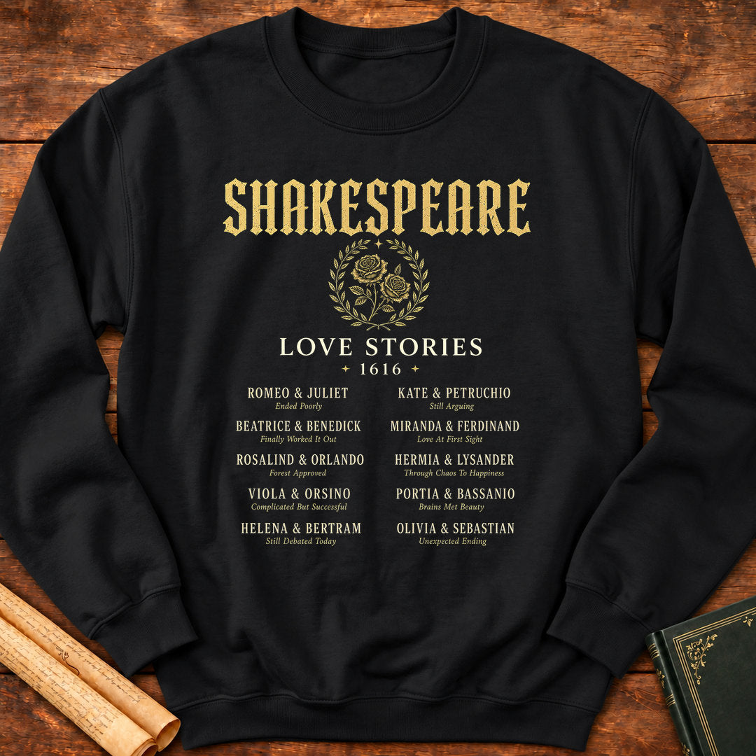 Shakespeare Love Stories 1616 – Literary Romance Sweatshirt - Black