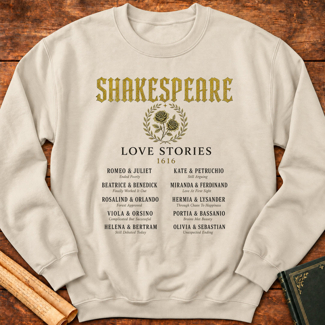 Shakespeare Love Stories 1616 – Literary Romance Sweatshirt - Sand
