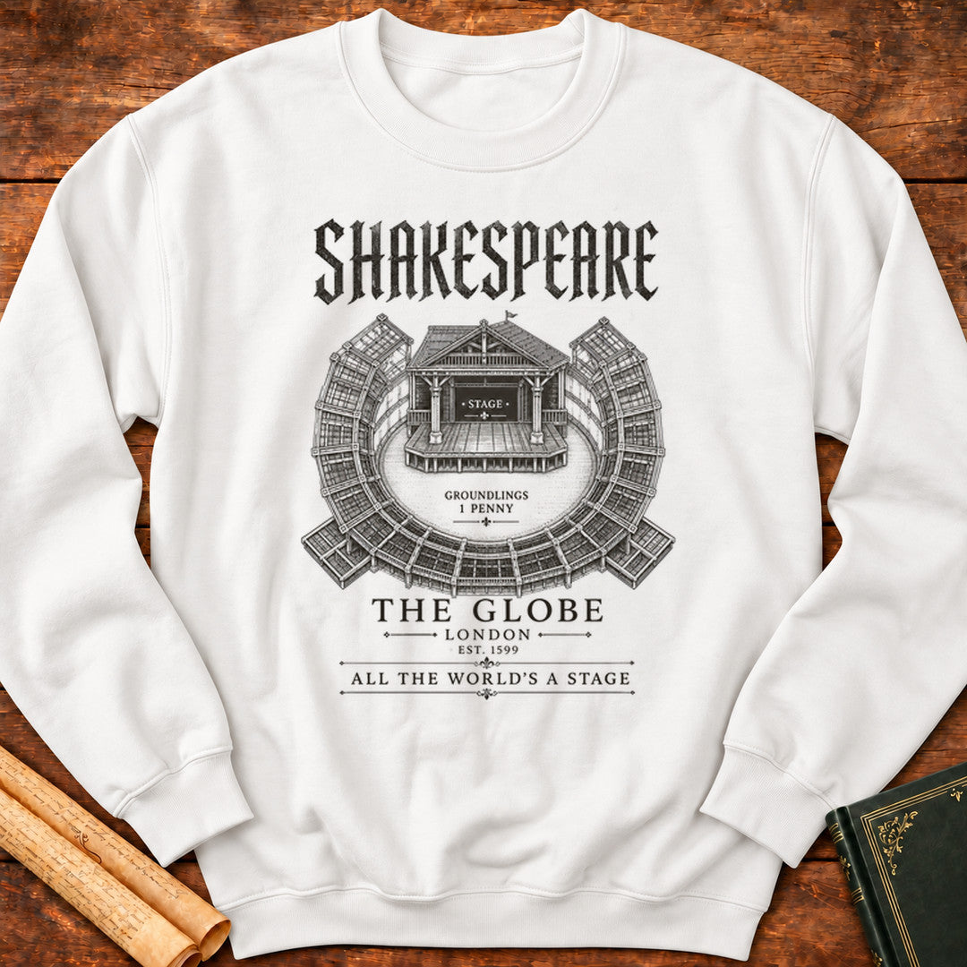 Shakespeare's Globe Theatre Blueprint Sweatshirt – All The World's A Stage - White