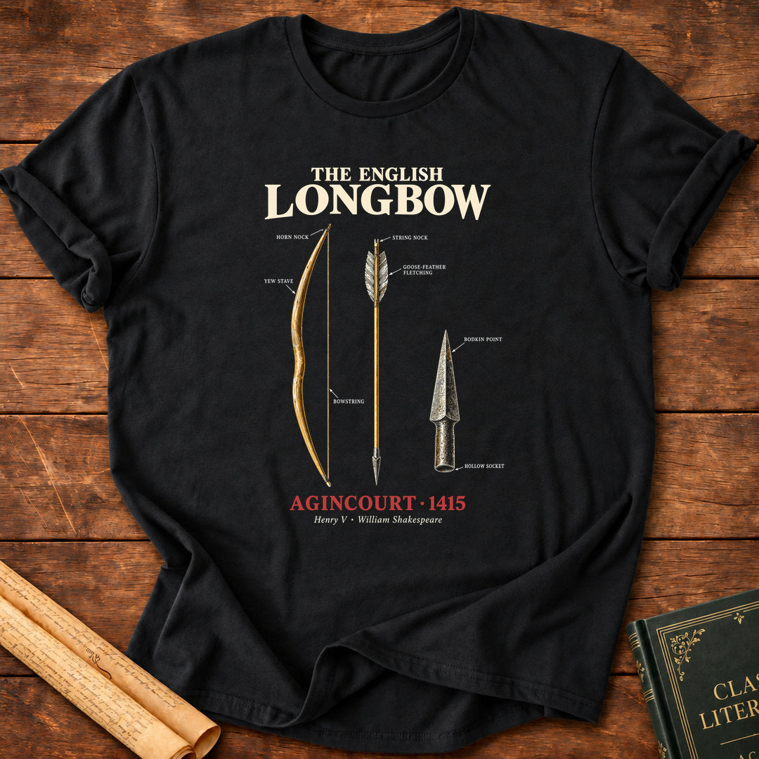 The English Longbow – Agincourt 1415 Historical T-Shirt - Black