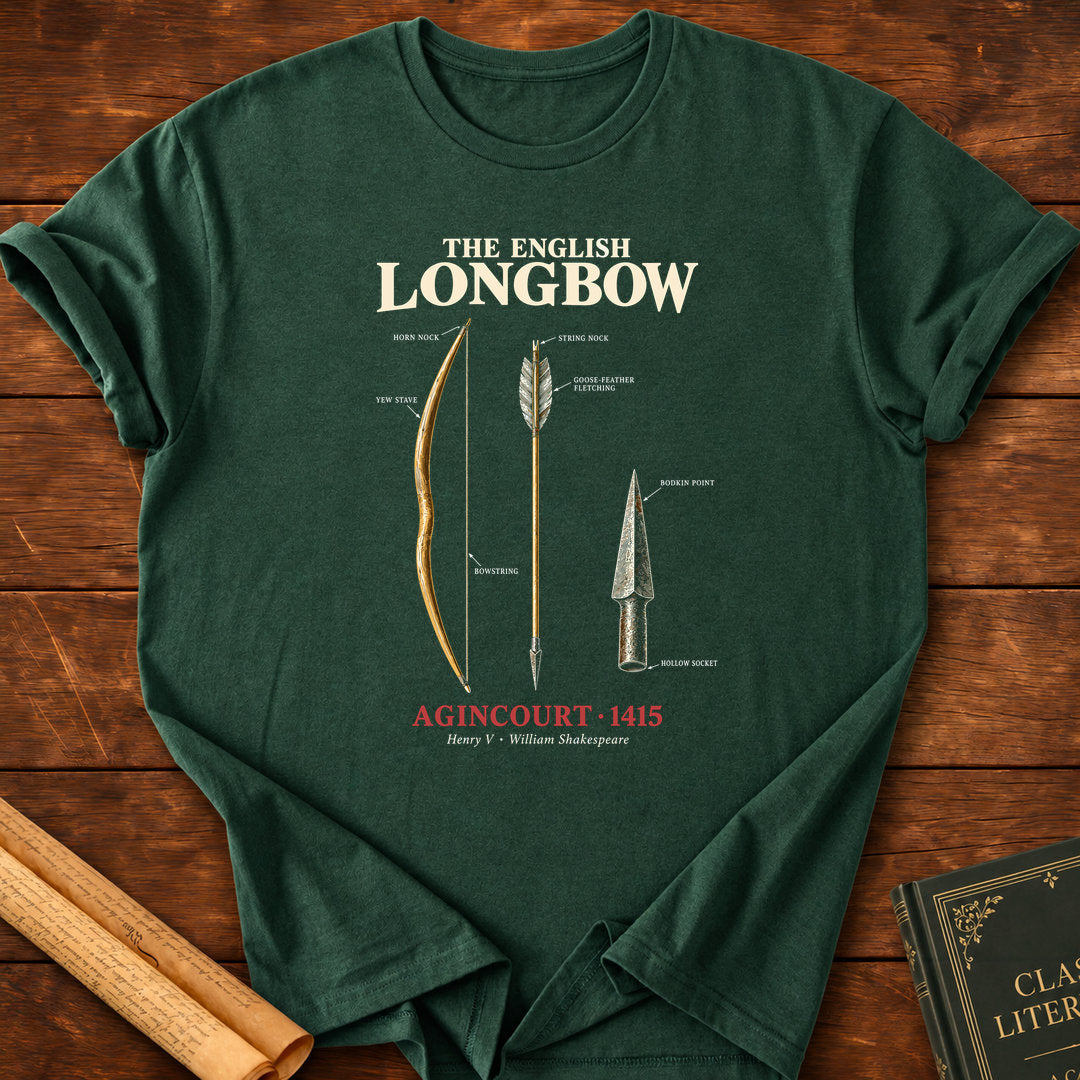The English Longbow – Agincourt 1415 Historical T-Shirt - Forest Green