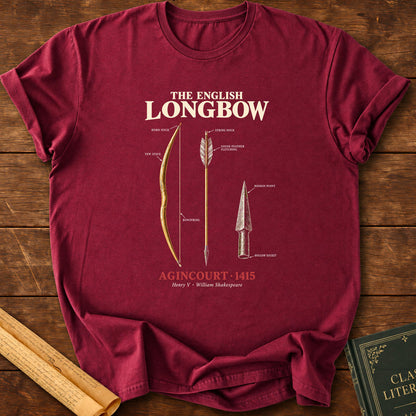 The English Longbow – Agincourt 1415 Historical T-Shirt - Maroon