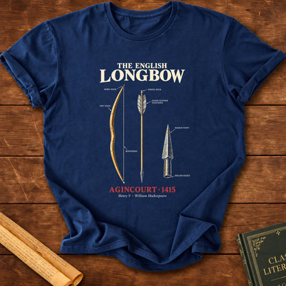 The English Longbow – Agincourt 1415 Historical T-Shirt - Navy