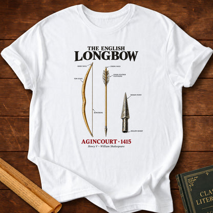 The English Longbow – Agincourt 1415 Historical T-Shirt - White