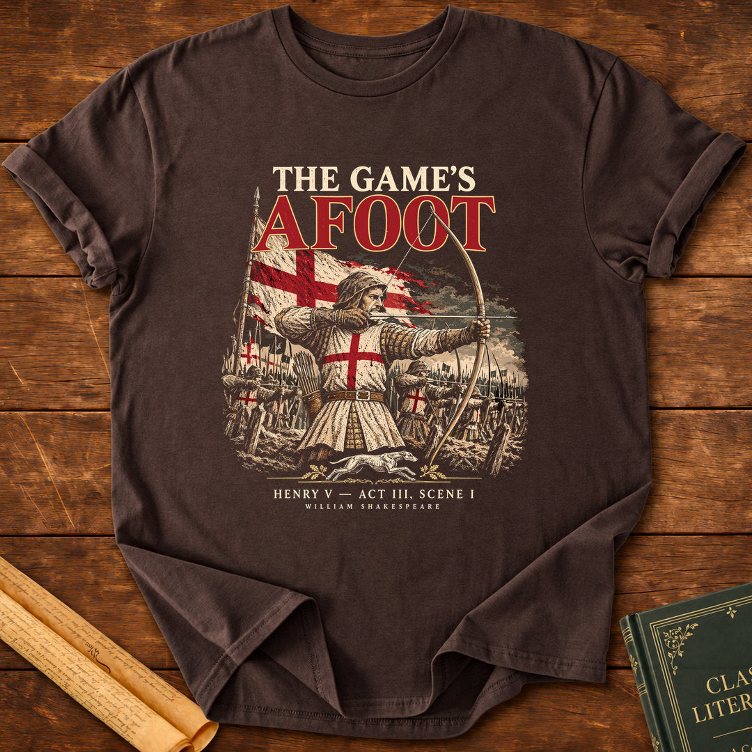 The Game's Afoot – Henry V Medieval Archers Shakespeare T-Shirt - Dark Chocolate