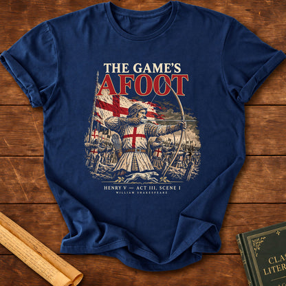 The Game's Afoot – Henry V Medieval Archers Shakespeare T-Shirt - Navy