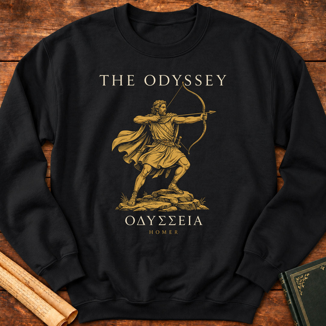 The Odyssey : Odysseus Drawing the Bow | Greek Classic Homer Sweatshirt - Black