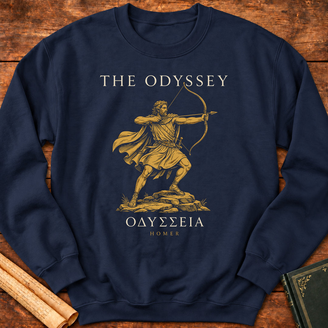 The Odyssey : Odysseus Drawing the Bow | Greek Classic Homer Sweatshirt - Navy