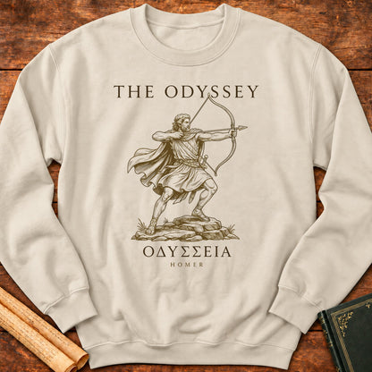 The Odyssey : Odysseus Drawing the Bow | Greek Classic Homer Sweatshirt - Sand