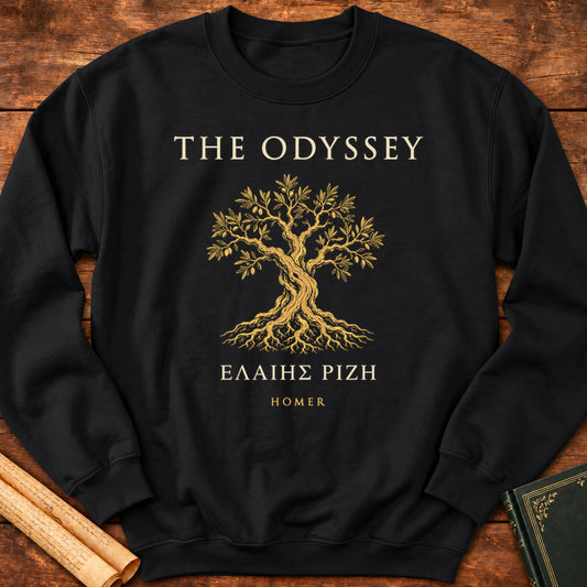 The Odyssey Olive Tree | Homer Greek Classic Lit Sweatshirt - Black