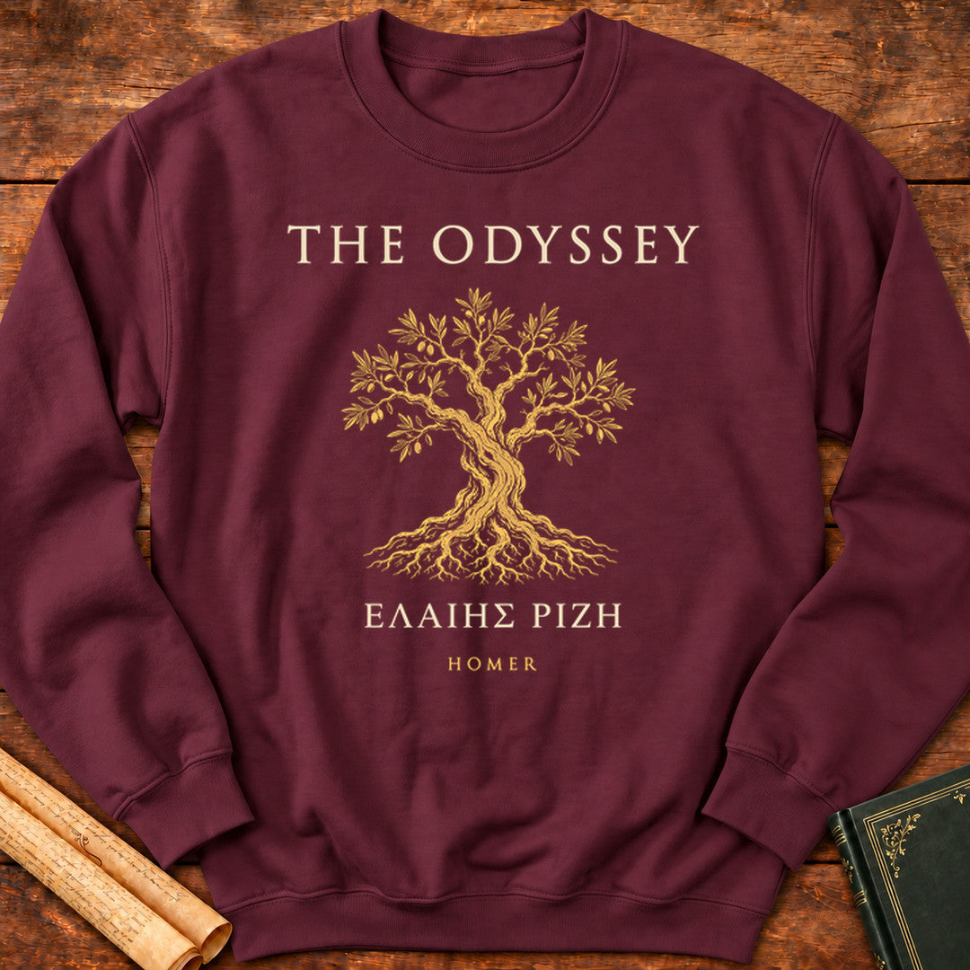 The Odyssey Olive Tree | Homer Greek Classic Lit Sweatshirt - Maroon