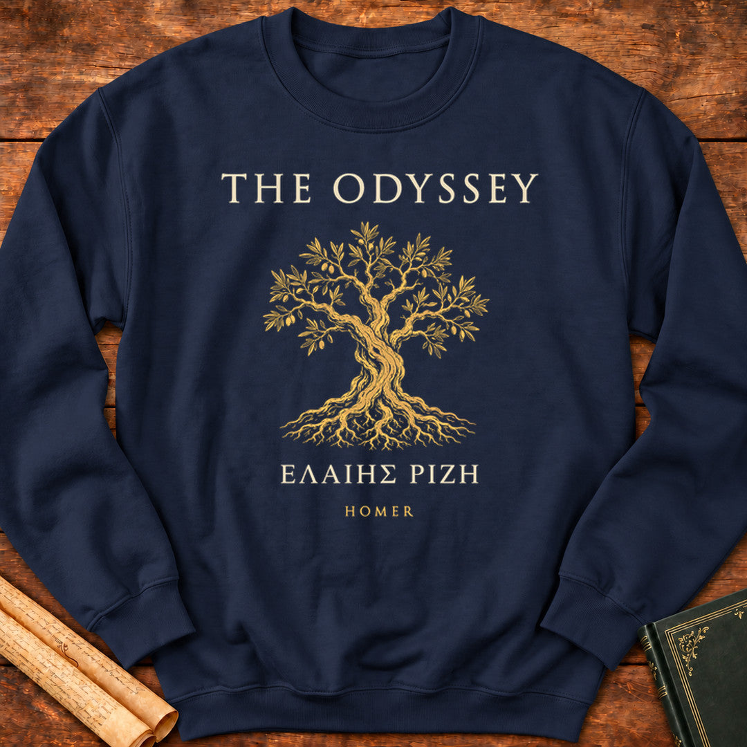 The Odyssey Olive Tree | Homer Greek Classic Lit Sweatshirt - Navy