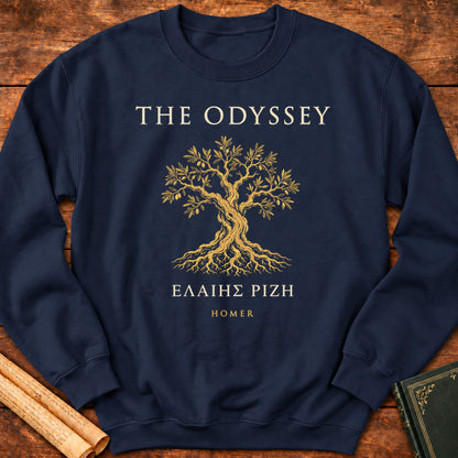 The Odyssey Olive Tree | Homer Greek Classic Lit Sweatshirt - Navy
