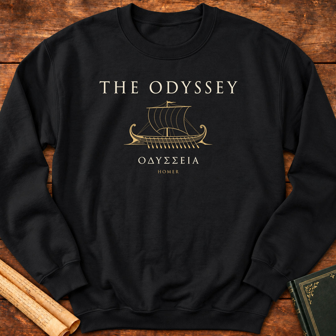 The Odyssey Ship | Greek Classic Homer Literary Sweatshirt - Black