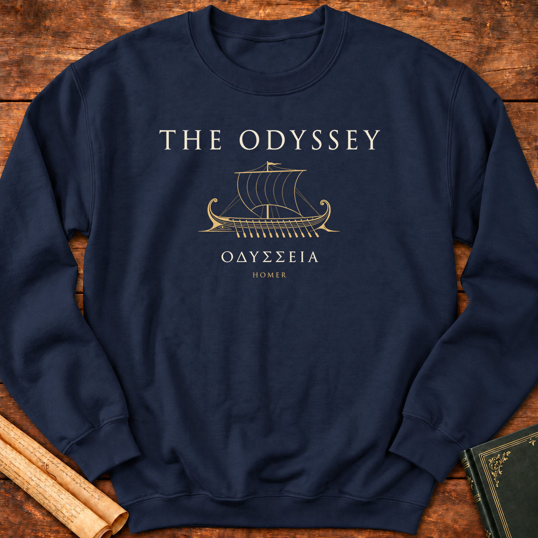 The Odyssey Ship | Greek Classic Homer Literary Sweatshirt - Navy