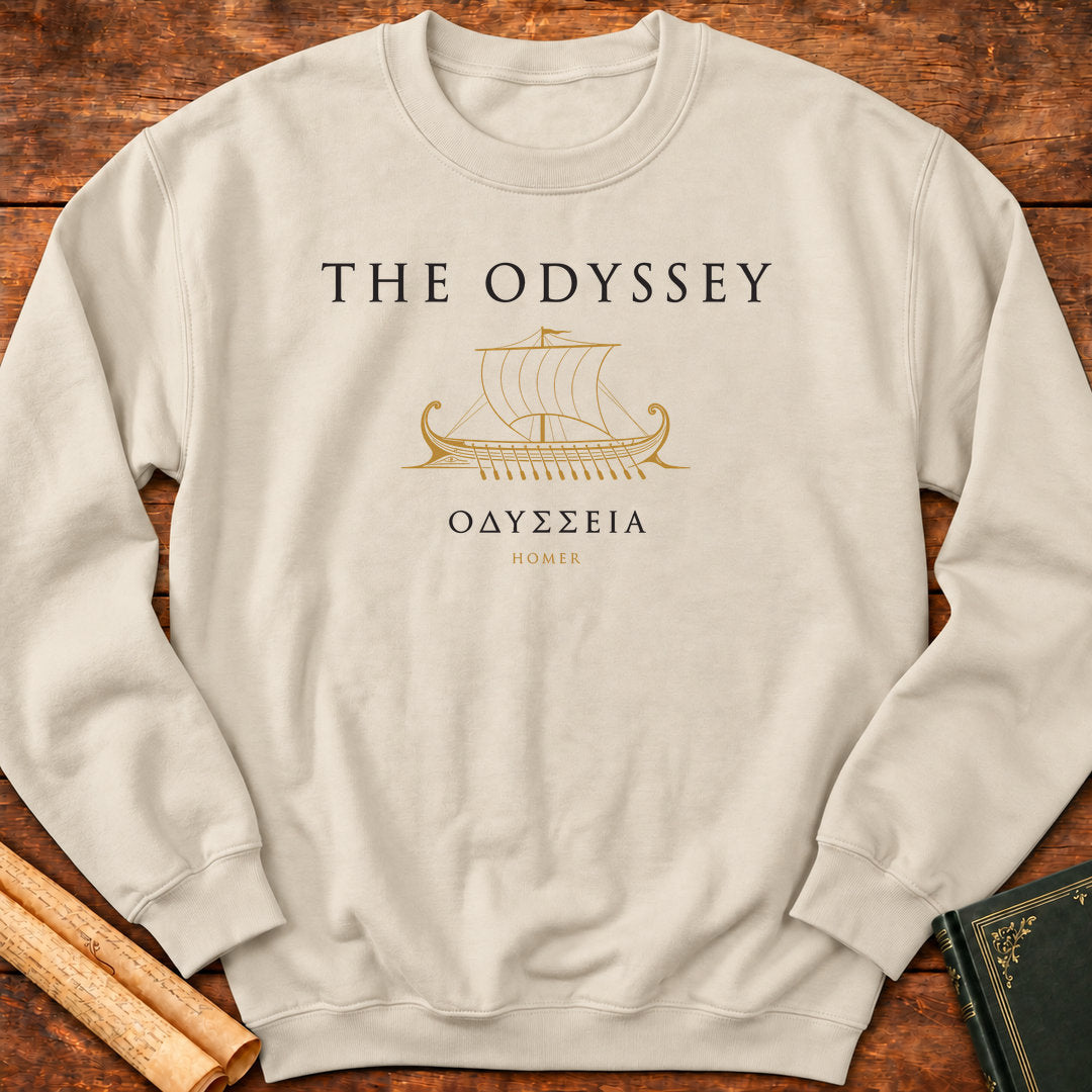 The Odyssey Ship | Greek Classic Homer Literary Sweatshirt - Sand
