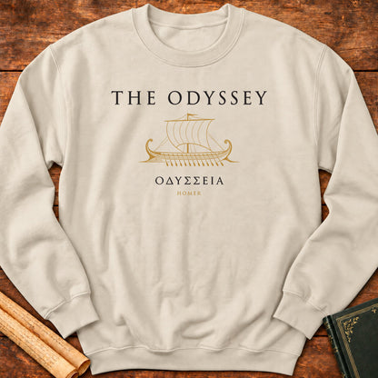The Odyssey Ship | Greek Classic Homer Literary Sweatshirt - Sand
