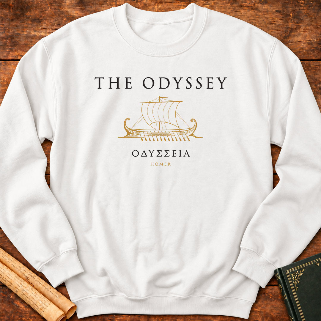 The Odyssey Ship | Greek Classic Homer Literary Sweatshirt - White
